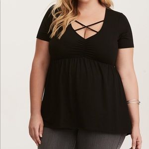 Torrid 3X strapping cinch front babydoll in black